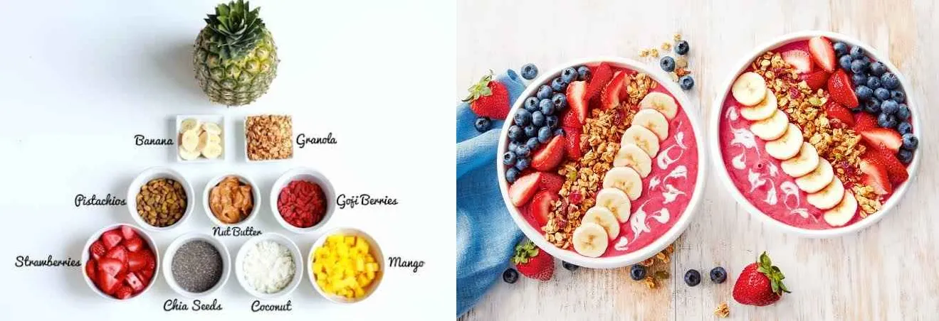 Healthy smoothie bowl toppings